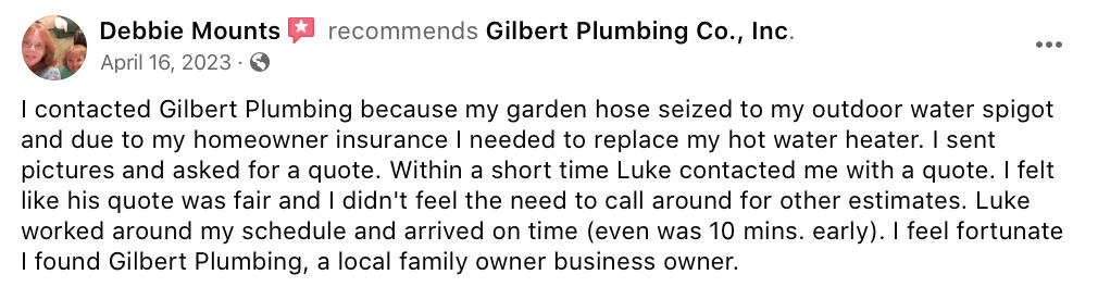 5 Start Reviews for Gilbert Plumbing Co